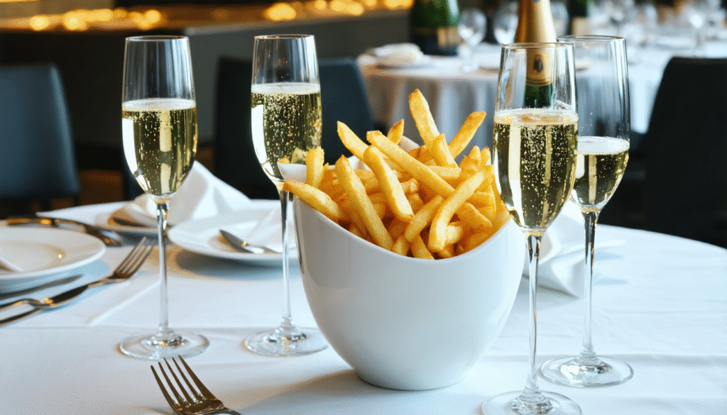 découvrez l'alliance inattendue du champagne et des frites, une combinaison qui bouscule les codes gastronomiques ! explorez les saveurs uniques de cette association audacieuse et laissez-vous séduire par l'harmonie des textures et des arômes.