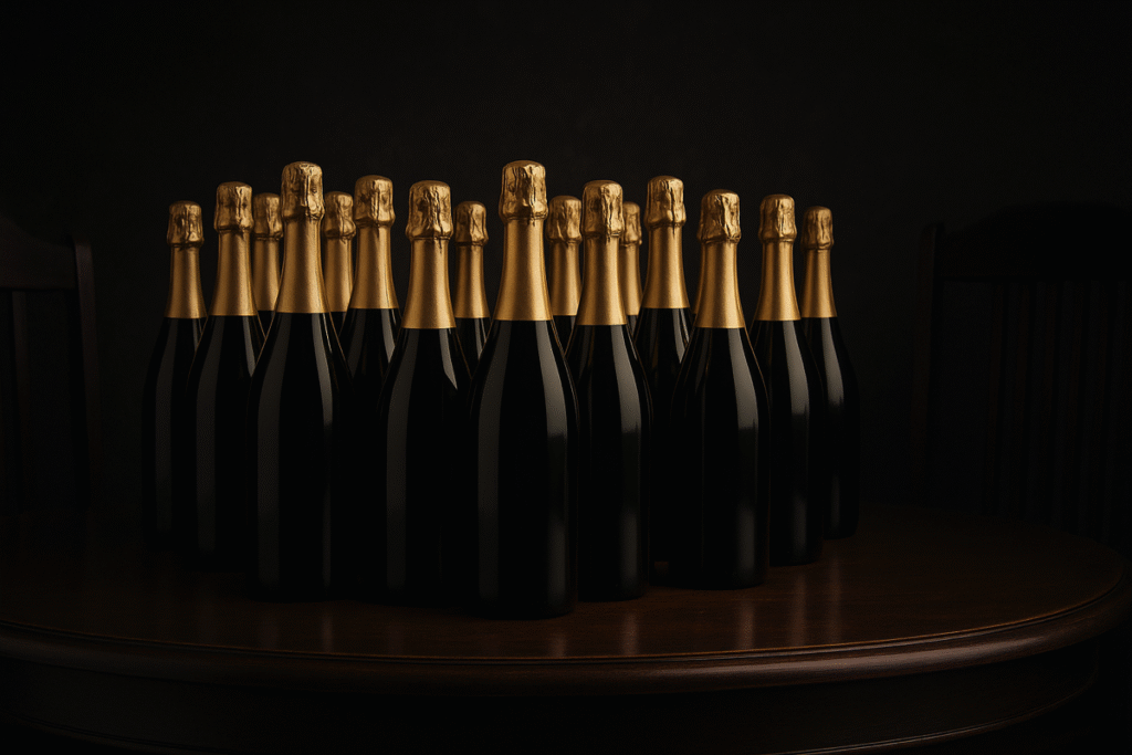 Bouteilles de champagne sur une table